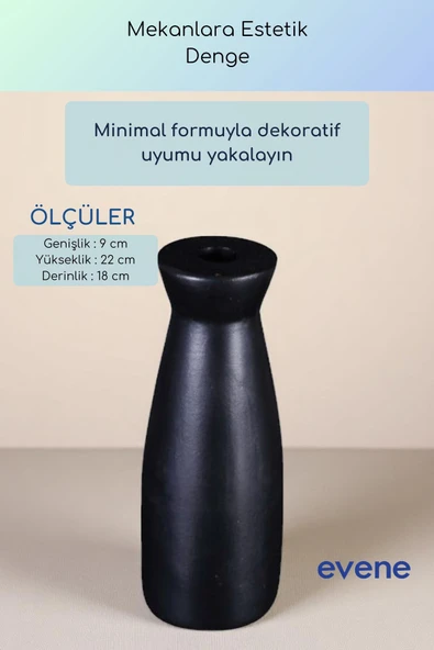 Vazo Küçük Vazo Masa Üstü Vazo Ev Dekorasyon Vazo Siyah Renk Model 74 - Resim 3