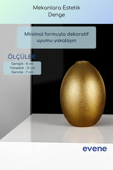 Vazo Küçük Vazo Masa Üstü Vazo Ev Dekorasyon Vazo Altın Renk Model 70 - Resim 3