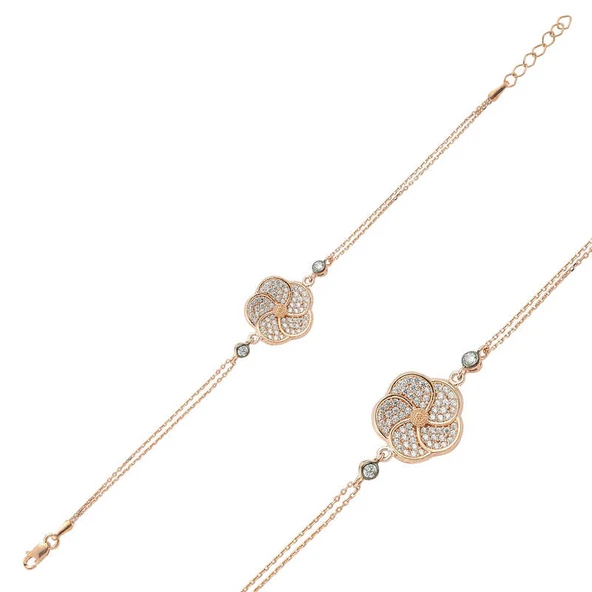 925 Ayar Gümüş Rose Papatya Bileklik ürün görseli 1