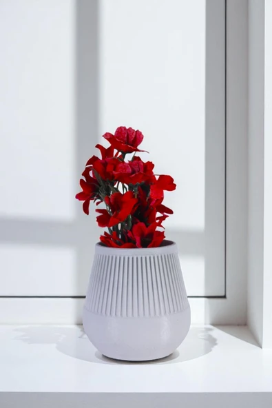 Vazo Küçük Vazo Masa Üstü Vazo Ev Dekorasyon Vazo Beyaz Renk Model 88 ürün görseli 1