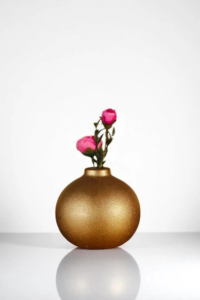 Vazo Küçük Vazo Masa Üstü Vazo Ev Dekorasyon Vazo Altın Renk Model 66 ürün görseli 1