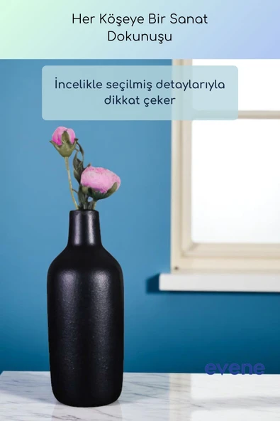 Vazo Küçük Vazo Masa Üstü Vazo Ev Dekorasyon Vazo Siyah Renk Model 71 - Resim 4