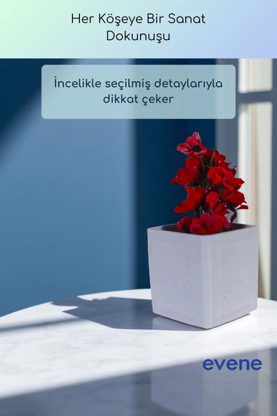 Vazo Küçük Vazo Masa Üstü Vazo Ev Dekorasyon Vazo Beyaz Renk Model 86 - Resim 4