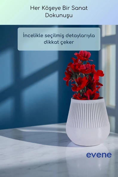 Vazo Küçük Vazo Masa Üstü Vazo Ev Dekorasyon Vazo Beyaz Renk Model 88 - Resim 4