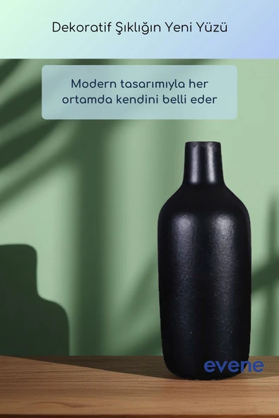 Vazo Küçük Vazo Masa Üstü Vazo Ev Dekorasyon Vazo Siyah Renk Model 71 - Resim 5