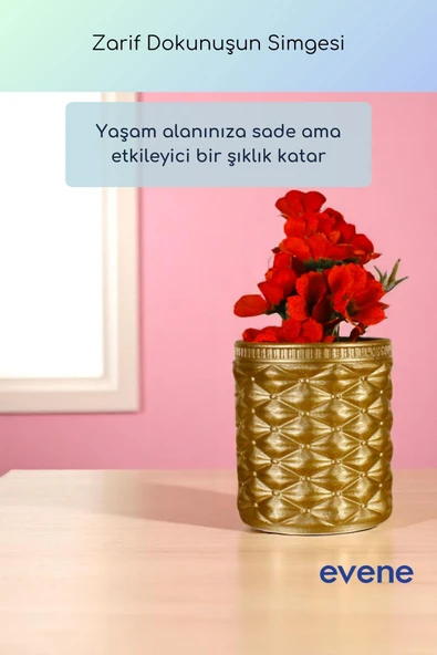 Vazo Küçük Vazo Masa Üstü Vazo Ev Dekorasyon Vazo Altın Renk Model 85 - Resim 2