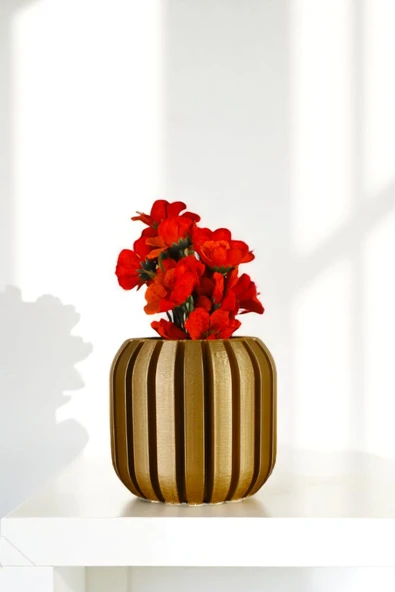 Vazo Küçük Vazo Masa Üstü Vazo Ev Dekorasyon Vazo Altın Renk Model 79 ürün görseli 1