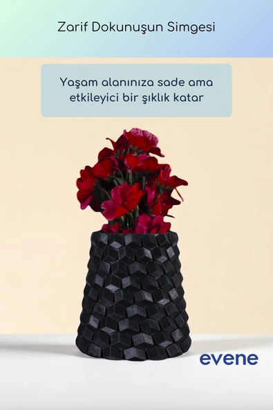 Vazo Küçük Vazo Masa Üstü Vazo Ev Dekorasyon Vazo Siyah Renk Model 84 - Resim 2