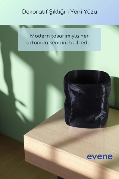 Vazo Küçük Vazo Masa Üstü Vazo Ev Dekorasyon Vazo Siyah Renk Model 80 - Resim 5