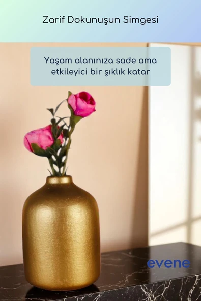 Vazo Küçük Vazo Masa Üstü Vazo Ev Dekorasyon Vazo Altın Renk Model 68 - Resim 2