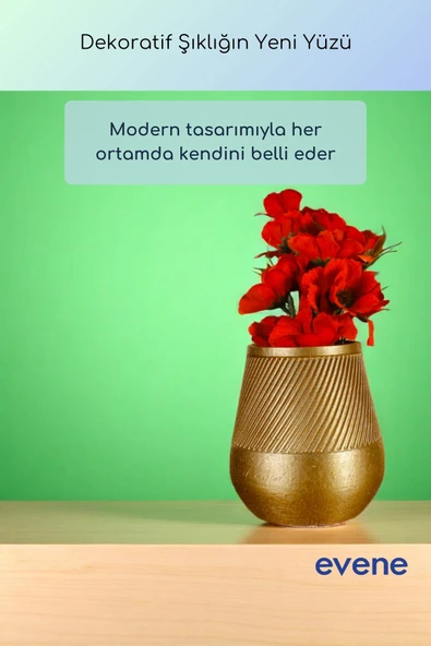 Vazo Küçük Vazo Masa Üstü Vazo Ev Dekorasyon Vazo Altın Renk Model 89 - Resim 5