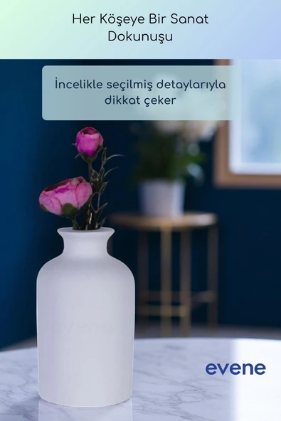 Vazo Küçük Vazo Masa Üstü Vazo Ev Dekorasyon Vazo Beyaz Renk Model 67 - Resim 4