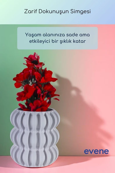 Vazo Küçük Vazo Masa Üstü Vazo Ev Dekorasyon Vazo Beyaz Renk Model 75 - Resim 2