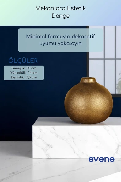 Vazo Küçük Vazo Masa Üstü Vazo Ev Dekorasyon Vazo Altın Renk Model 68 - Resim 9