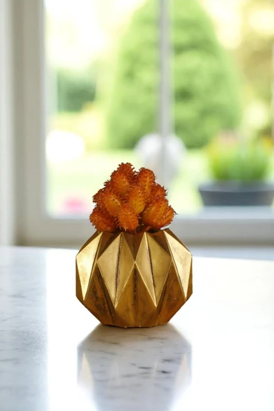 Vazo Küçük Vazo Masa Üstü Vazo Ev Dekorasyon Vazo Altın Eskitme Renk Model 64 ürün görseli 1