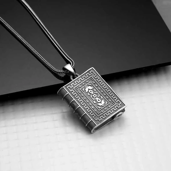 Gümüş Kare İçi Açılabilen Muskalık Kolye - Resim 2