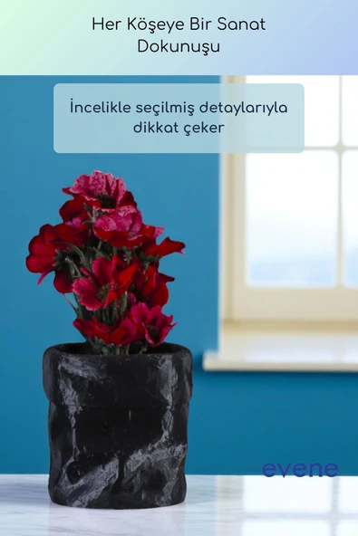 Vazo Küçük Vazo Masa Üstü Vazo Ev Dekorasyon Vazo Siyah Renk Model 80 - Resim 4
