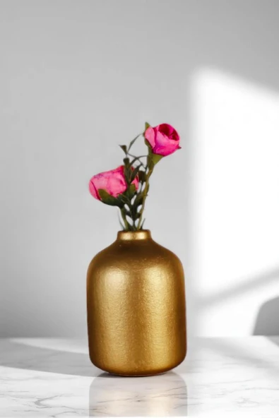 Vazo Küçük Vazo Masa Üstü Vazo Ev Dekorasyon Vazo Altın Renk Model 68 ürün görseli 1