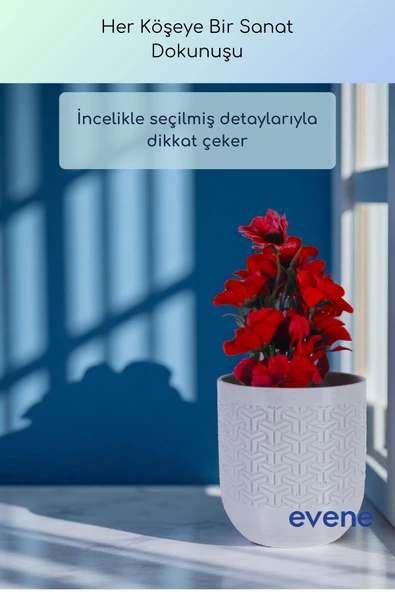 Vazo Küçük Vazo Masa Üstü Vazo Ev Dekorasyon Vazo Beyaz Renk Model 77 - Resim 4