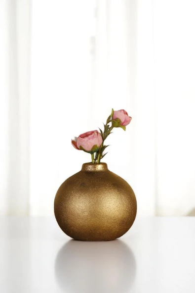 Vazo Küçük Vazo Masa Üstü Vazo Ev Dekorasyon Vazo Altın Renk Model 68 - Resim 7