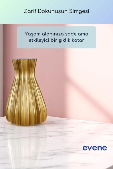 Vazo Küçük Vazo Masa Üstü Vazo Ev Dekorasyon Vazo Altın Renk Model 73 - Resim 2