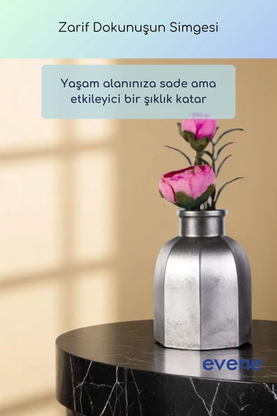 Vazo Küçük Vazo Masa Üstü Vazo Ev Dekorasyon Vazo Gümüş Eskitme Renk Model 53 - Resim 2