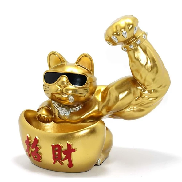 Polyester Şanslı Kedi Figürü Dekoratif Hediyelik ürün görseli 1