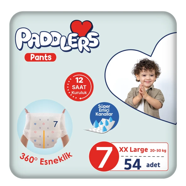 Paddlers Külot Bebek Bezi 7 Numara XX-Large 54 Adet (20-30 Kg) Ekstra Fırsat Paketi ürün görseli 1