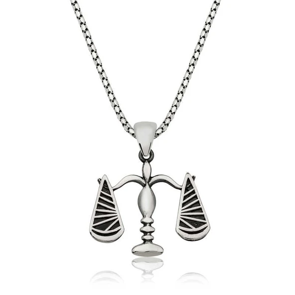 925 Ayar Gümüş Adalet Terazisi Kadın Gümüş Kolye ürün görseli 1