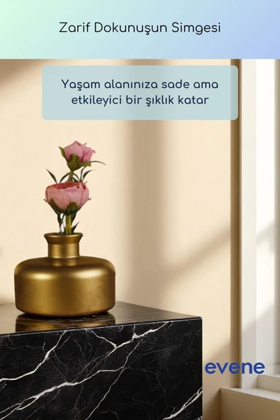 Vazo Küçük Vazo Masa Üstü Vazo Ev Dekorasyon Vazo Altın Eskitme Renk Model 61 - Resim 2