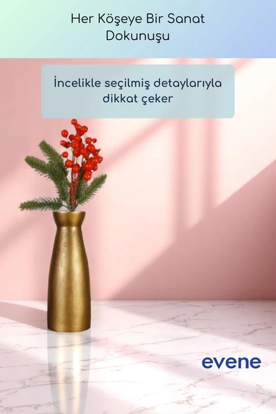 Vazo Küçük Vazo Masa Üstü Vazo Ev Dekorasyon Vazo Altın Eskitme Renk Model 74 - Resim 4