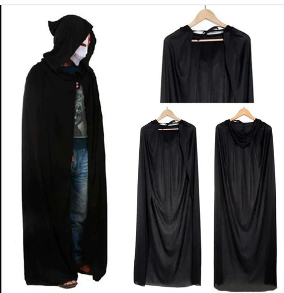 Parti Aksesuar Cadılar Bayramı Kapişonlu Pelerin Siyah 90 cm - Resim 3