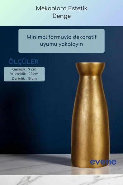 Vazo Küçük Vazo Masa Üstü Vazo Ev Dekorasyon Vazo Altın Eskitme Renk Model 74 - Resim 3