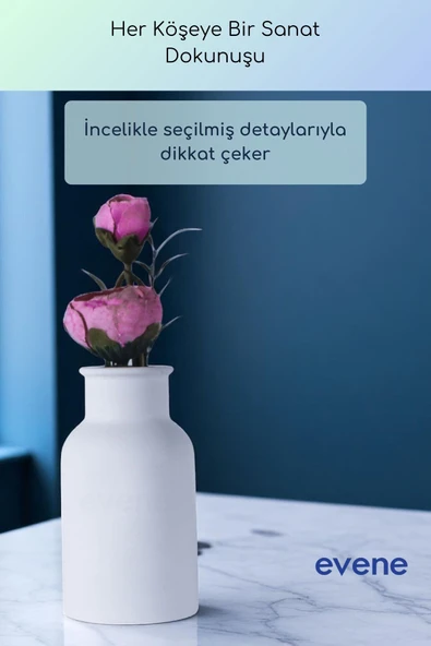 Vazo Küçük Vazo Masa Üstü Vazo Ev Dekorasyon Vazo Beyaz Renk Model 57 - Resim 4