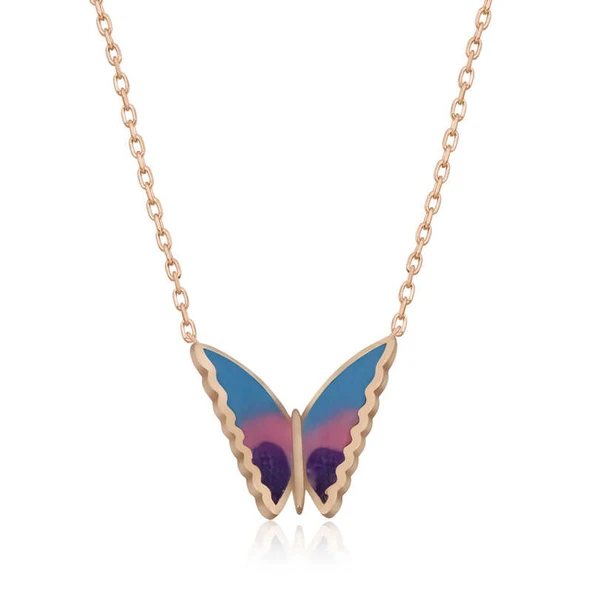 925 Ayar Gümüş Minimal Kelebek Bayan Gümüş Kolye ürün görseli 1