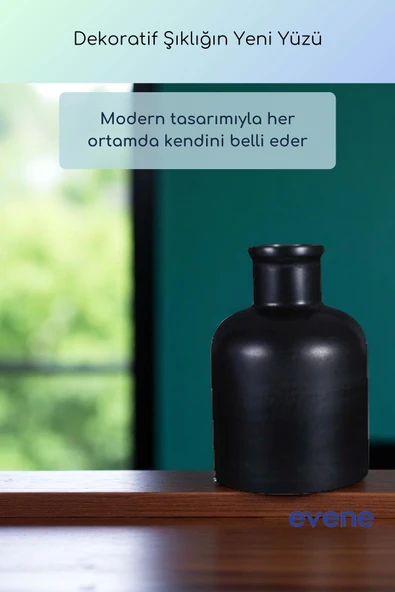 Vazo Küçük Vazo Masa Üstü Vazo Ev Dekorasyon Vazo Siyah Renk Model 56 - Resim 5