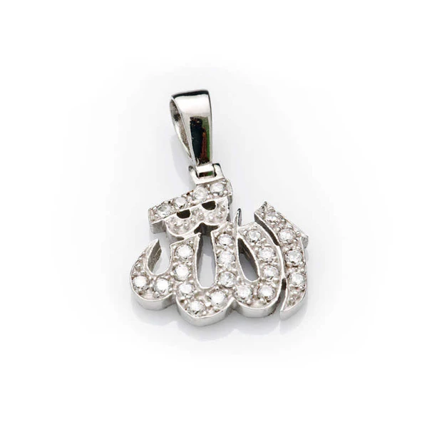 925 Ayar Gümüş Allah Yazılı Kadın Gümüş Kolye ürün görseli 1