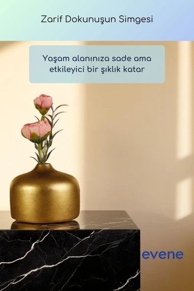 Vazo Küçük Vazo Masa Üstü Vazo Ev Dekorasyon Vazo Altın Eskitme Renk Model 63 - Resim 8