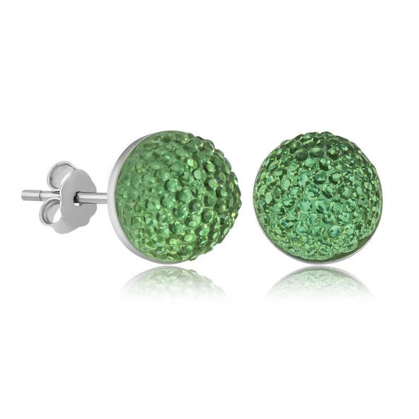 Gümüş Yeşil Kristal Çivili Kadın Küpe ürün görseli 1