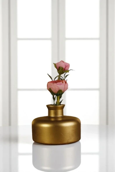 Vazo Küçük Vazo Masa Üstü Vazo Ev Dekorasyon Vazo Altın Eskitme Renk Model 61 ürün görseli 1