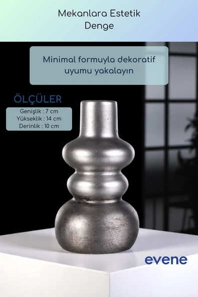 Vazo Küçük Vazo Masa Üstü Vazo Ev Dekorasyon Vazo Gümüş Eskitme Renk Model 55 - Resim 3