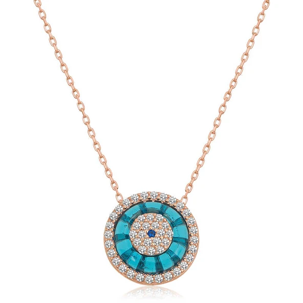 925 Ayar Gümüş Rose Camgöz Nazar Kadın Gümüş Kolye