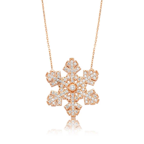 925 Ayar Gümüş Kar Tanesi Kadın Gümüş Kolye ürün görseli 1