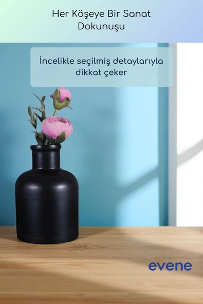 Vazo Küçük Vazo Masa Üstü Vazo Ev Dekorasyon Vazo Siyah Renk Model 56 - Resim 4