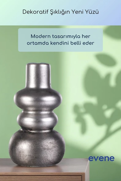 Vazo Küçük Vazo Masa Üstü Vazo Ev Dekorasyon Vazo Gümüş Eskitme Renk Model 55 - Resim 5