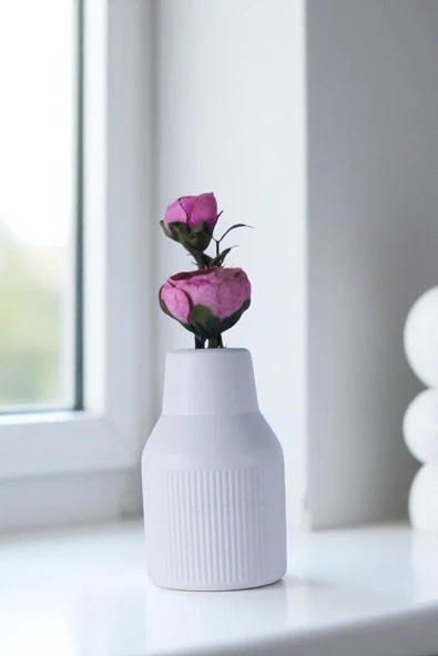 Vazo Küçük Vazo Masa Üstü Vazo Ev Dekorasyon Vazo Beyaz Renk Model 60 ürün görseli 1