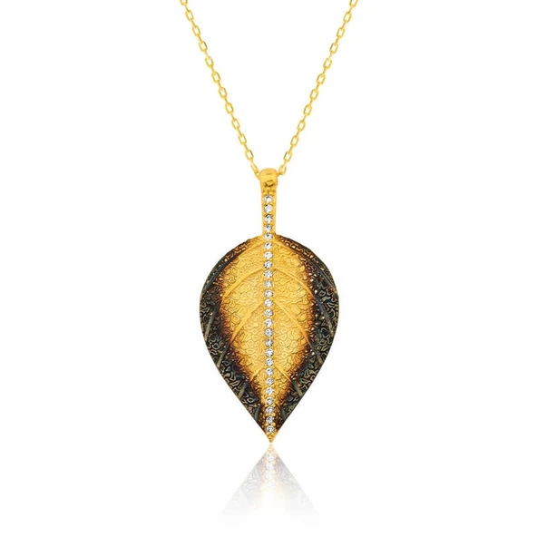 925 Ayar Gümüş Yaprak Kadın Gümüş Kolye ürün görseli 1