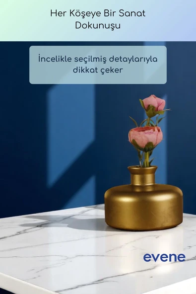 Vazo Küçük Vazo Masa Üstü Vazo Ev Dekorasyon Vazo Altın Eskitme Renk Model 61 - Resim 4