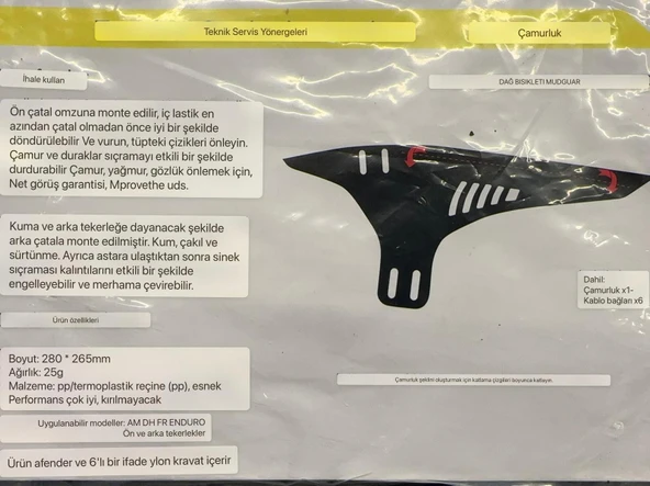 Wake Mtb Bisiklet Çamurluk Trekking Ön Veya Arkaya Takılabilir 4 Adet Cırt Kelepçe Hediyeli Skulls Kurukafa - Resim 5