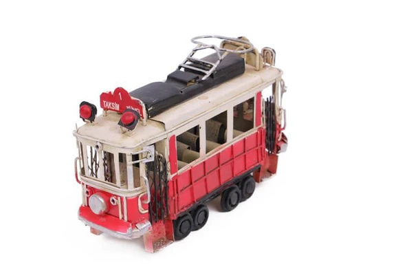 Dekoratif Metal Taksim Tramvay Orta Boy Vintage Biblo Hediyelik - Resim 3